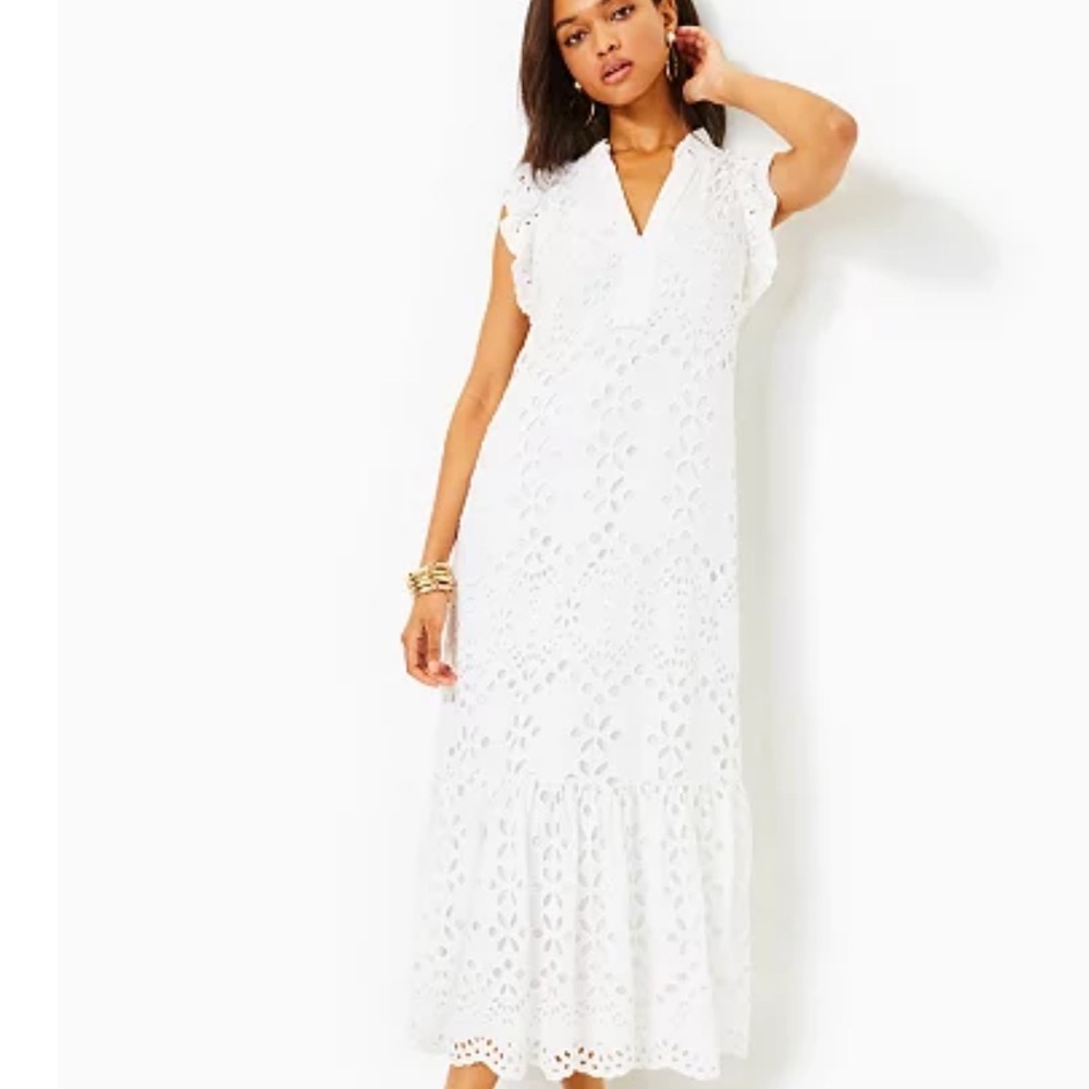 Klaudie Eyelet Midi Dress